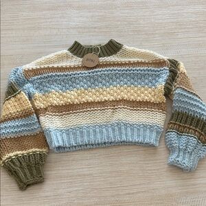 BiBi Women's Striped Knit Sweater in Earth Tones